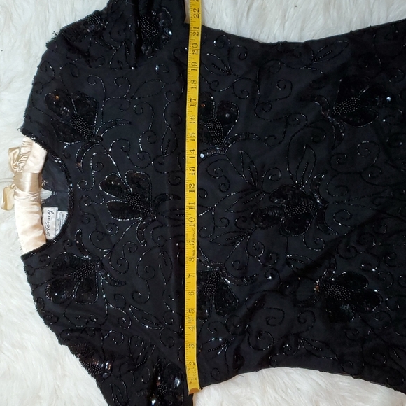 Vintage Stenay 100% SILK black beaded top blouse in excellent condition size L - Picture 4 of 9